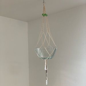 HANDMADE! macrame plant hanger with crystals